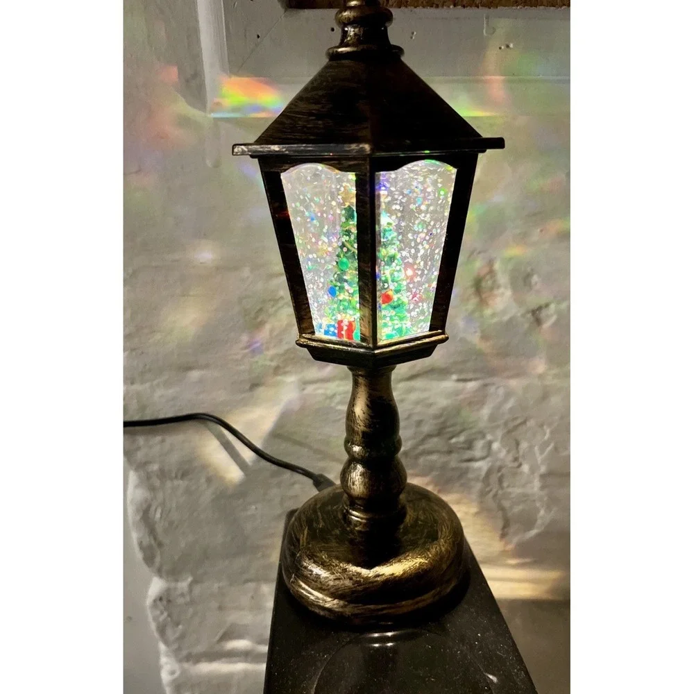 Lighted Christmas Tree Snow Glow Lantern -Battery Or usb Powered With Glitter